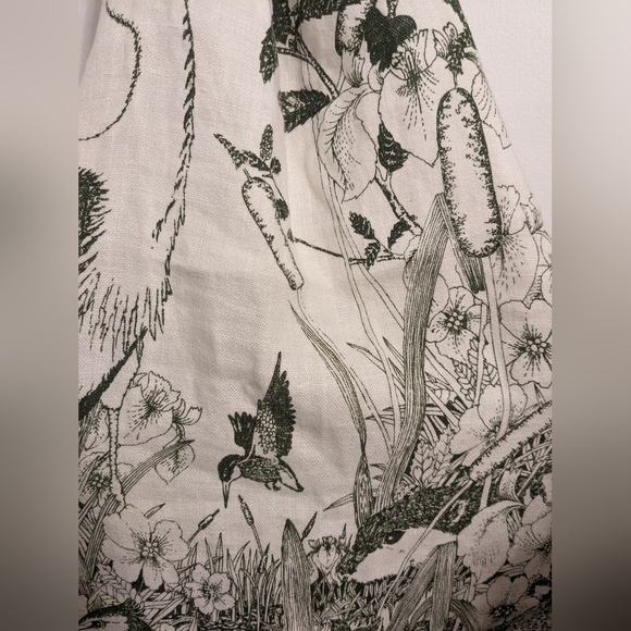 Vintage Green And White Linen Apron Animal And Greenery - Picture 10 of 10